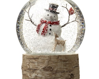 Snow Globe Christmas snowman and deer Water Globe, nursery office living room decoration enchanted forest winter wonderland