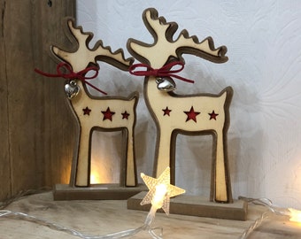 SALE Reindeer Christmas Decoration, Wooden Christmas display, nature, woodland, country home, farm house decoration