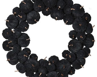 Black Pumpkin Wreath, Hocus Pocus, Halloween, Sparkly, Door Decoration