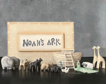 Noah’s Ark Set, Wooden, Bible, biblical stories, christening, naming gift, new baby, 1st birthday present, christmas gift, two by two