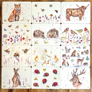 Dining Table Placemats, Woodland Animal, Bumble Bee, Ladybird, Hare, Hedgehog, Stag, purchase individually or as a set.farmhouse