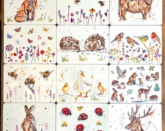Dining Table Placemats, Woodland Animal, Bumble Bee, Ladybird, Hare, Hedgehog, Stag, purchase individually or as a set.farmhouse