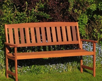 Wooden garden Bench, Hardwood, Garden Furniture, patio bench, farmhouse, country garden, customisable can be painted any colour