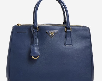 Authentic Pre-Loved Designer Handbag Prada Navy Galleria Bag | Certified with Dust Bag & Certificate Grade AA Condition, Luxury