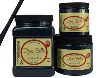 In the Navy Dixie Belle Paint, dark navy blue Chalk Mineral Paint | 236ml 8oz, 473ml 16oz, 946ml 32oz, Shabby Chic Furniture update makeover