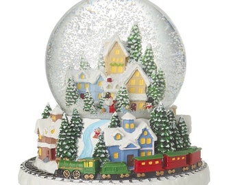 Snow globe, village scene, Water Globe, Glass, christmas tree, office, living room decoration, winter wonderland