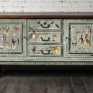 Forest Faries Furniture Decor Transfer 24 "x 35" Re-Design con Prima, Gesso Mineral Paint, floreale, uccelli, rami