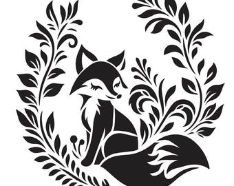 Sly Smile Fox Stencil 8" x 8", for home decor, crafts, furniture, painting