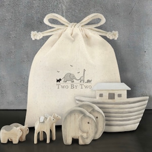 Bagged Noah’s Ark Set, Wooden, Bible, biblical stories, christening, naming gift, new baby, 1st birthday present, christmas gift