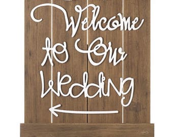 Welcome to our wedding wooden sign, display, decoration, Mr & Mrs, Wedding Day