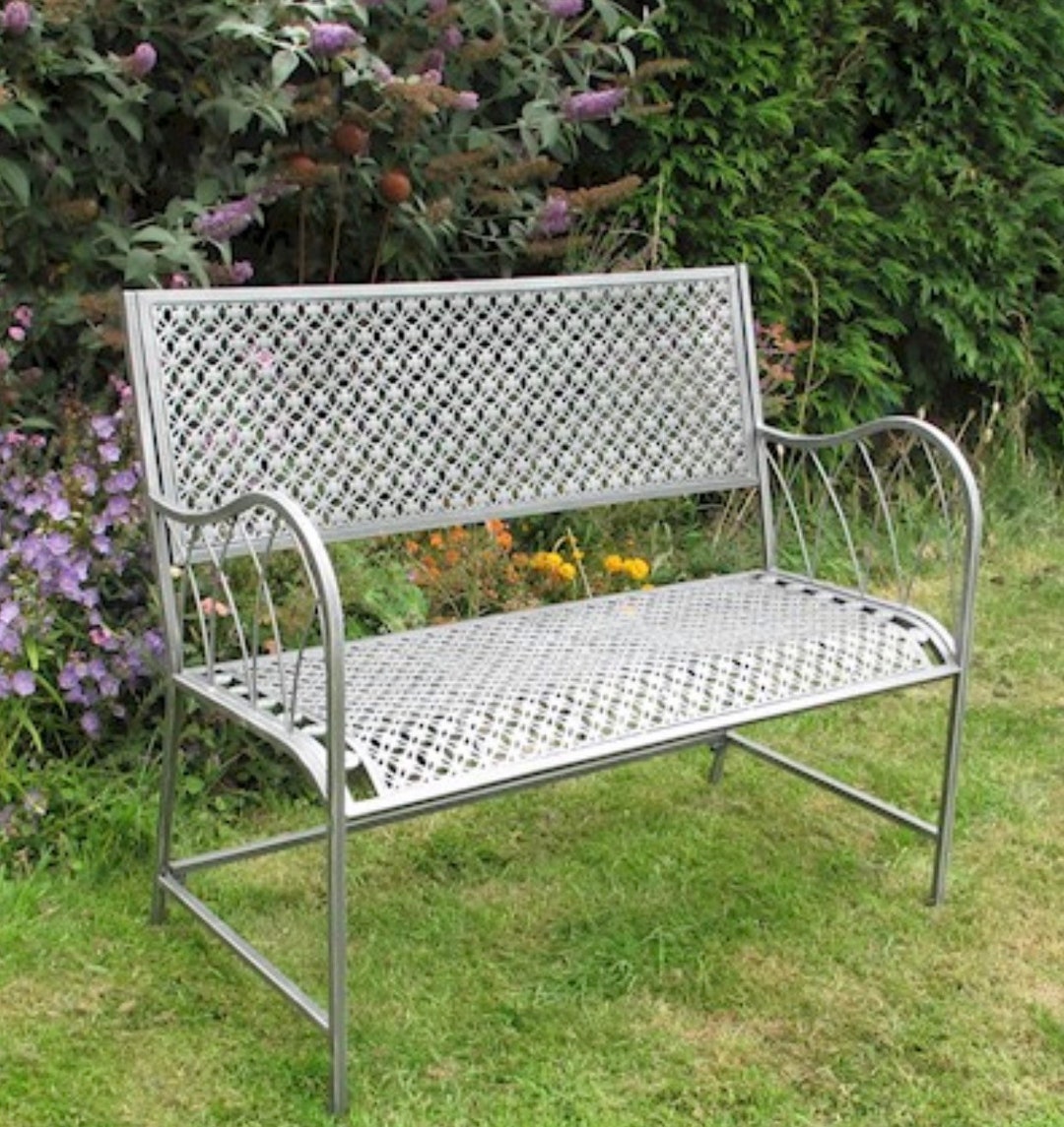 Pewter Garden Bench, Love Seat, Garden Furniture, Patio Bench, French Style, Farmhouse, Outdoor