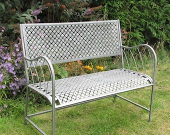 Pewter Garden Bench, Love Seat, Garden Furniture, patio bench, French style, farmhouse, outdoor seating, garden furniture