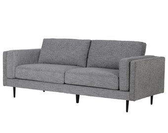 Grey Speckle 3 Seater Sofa, modern, minimal, straight raised black legs, living room, dining room, snug, retro mid century modern