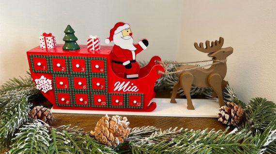 Christmas Wooden Advent Calendar Sleigh Personalised Adult - Etsy