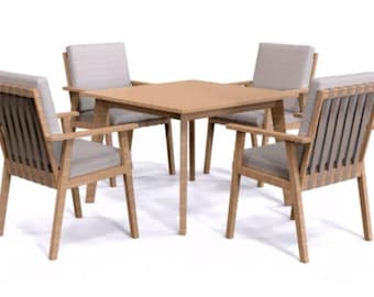 2025 Outdoor 4 -Seat Dining Set – Aluminium Table & Grey Cushioned Chairs | Garden Furniture | Patio Dining Set | Summer Outdoor Living