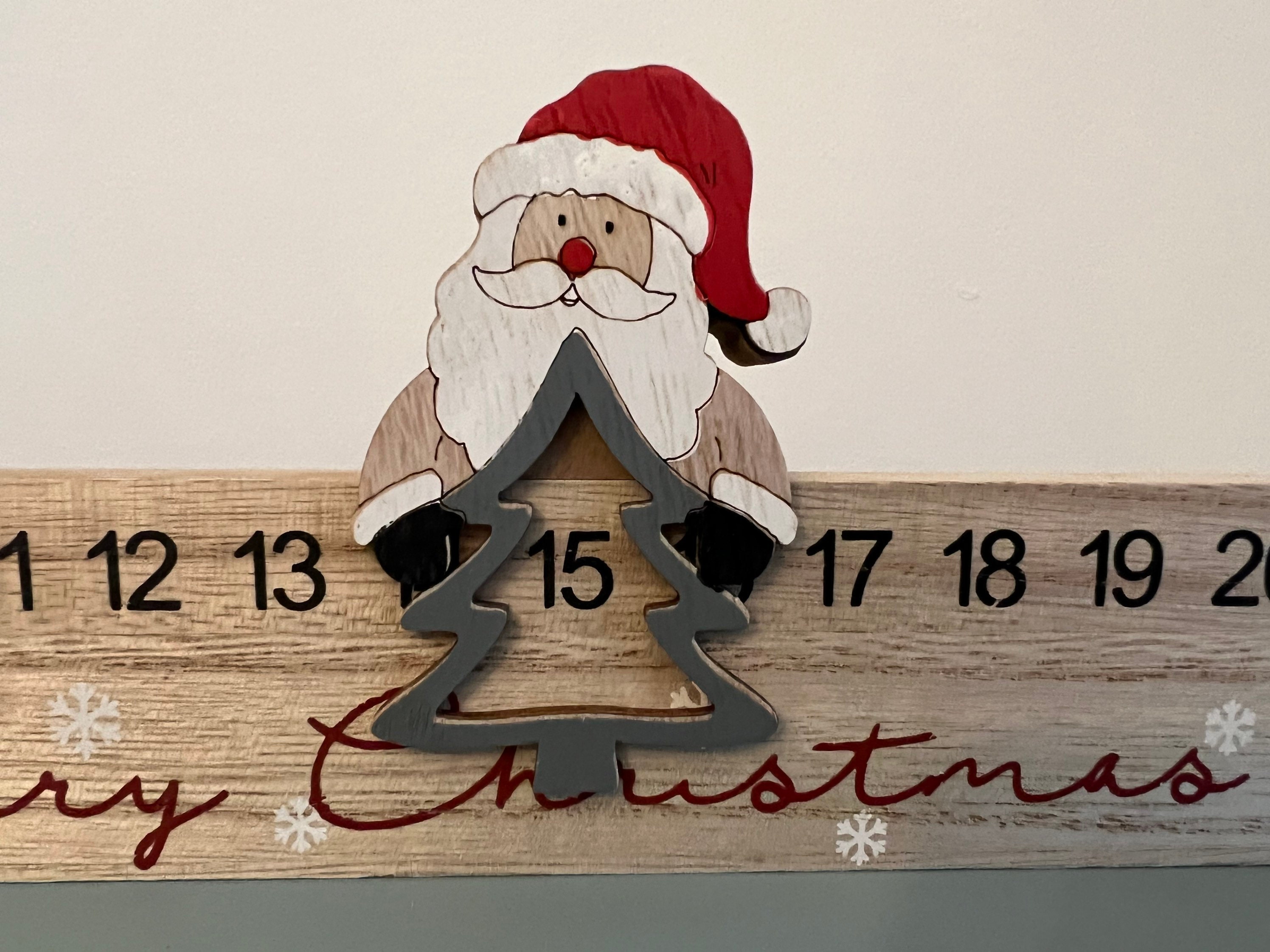2 Pcs Compte à rebours de Noël en bois,Ornement de calendrier de