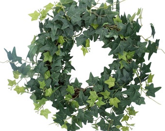 Door Wreath 40cm - Green Faux English Ivy, Wedding, Home, Decoration, Artificial Flower, Country Cottage Summer Display Easter New Home gift