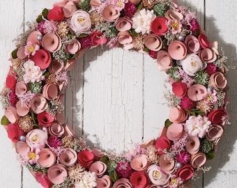 Door Wreath, Round, For The Front Door, Wedding, Home, Decoration, Artificial Flower, Wreath Hydrangea, 42cm, Dispaly, Easter, Spring, Dried