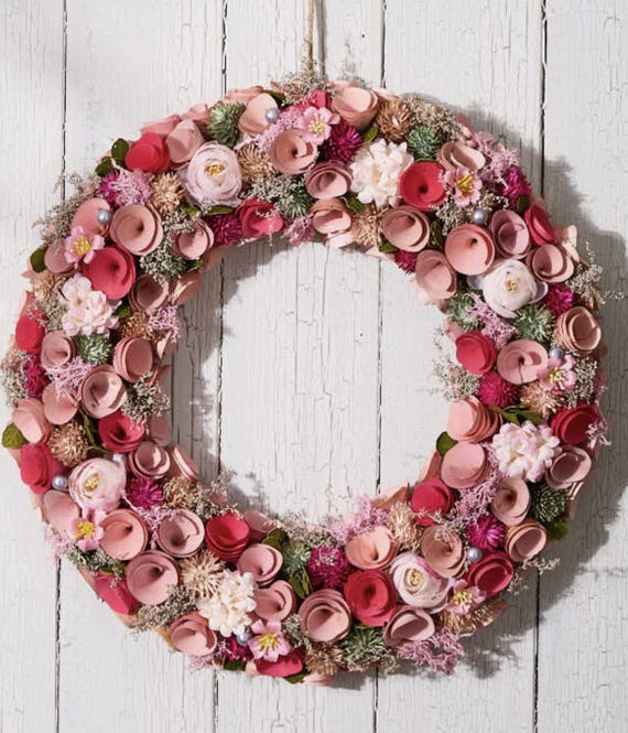 Door Wreath, Round, For The Front Door, Wedding, Home, Decoration, Artificial Flower, Wreath Hydrangea, 42cm, Dispaly, Easter, Spring, Dried
