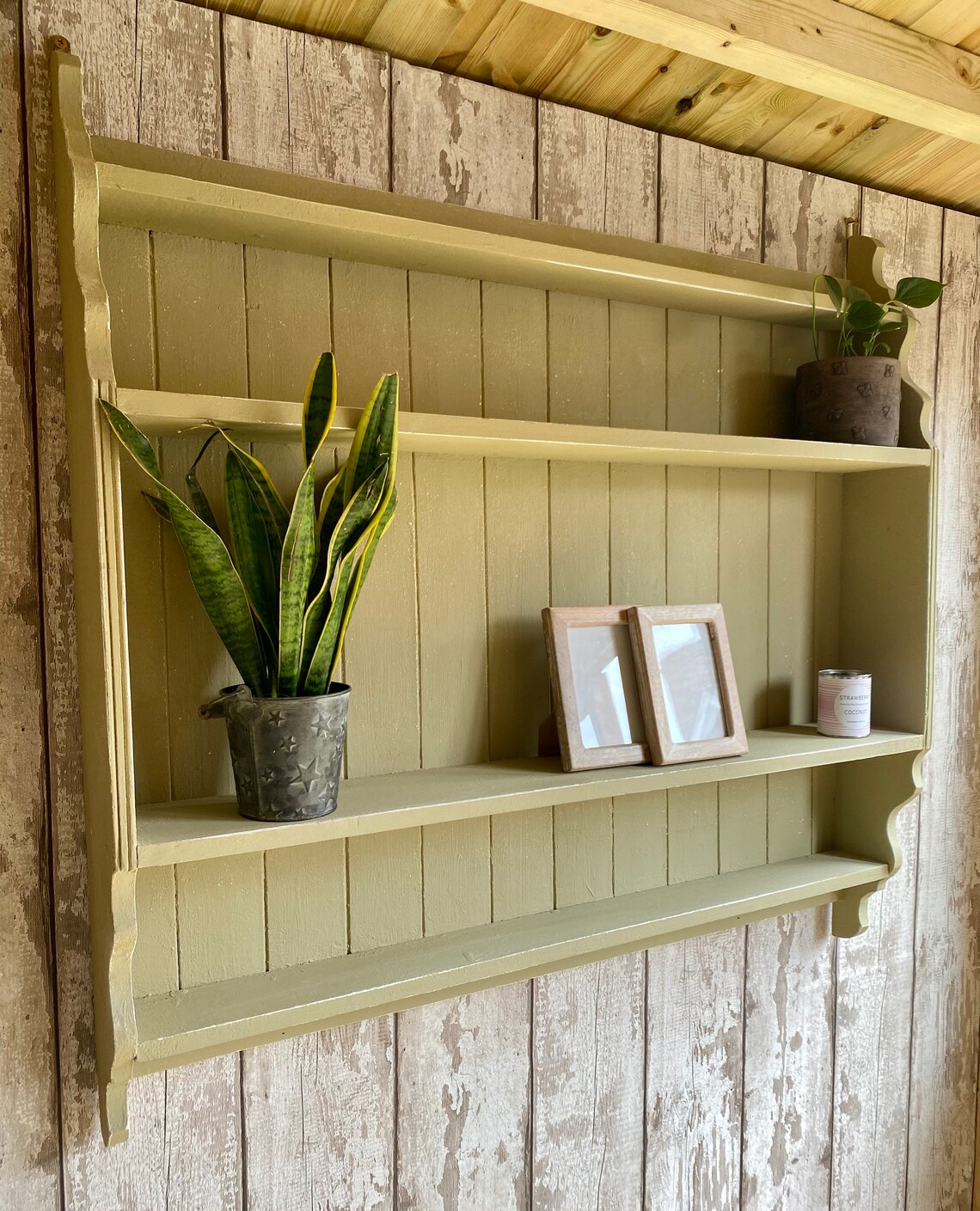 SOLD Wall Hung Shelving Unit Hand Painted Storage Bookcase Etsy