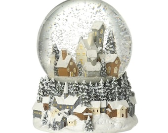 Snow globe, Christmas, Glass, Village scene, House, living room decoration, winter wonderland