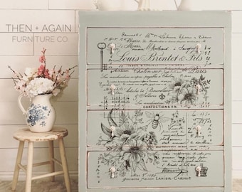 Lovely Ledger Floral Garden Furniture Decor Transfer 24" x 31" Dixie Belle Re-Design with Prima, Chalk Paint, floral, bee, script, writing