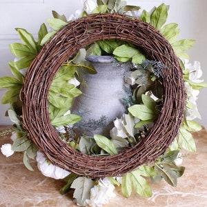 White Door Wreath, Spring theme, Round, For The Front Door, Wedding, Home, Decoration, Artificial Flower, Wreath Peony, 40cm, Christmas gift image 5