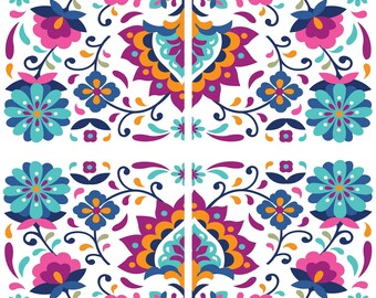 Belles and Whistles Furniture Decor Transfer LATIN FLORAL - 24" x 32" Dixie Belle, Re-Design with Prima, Chalk Mineral Paint, floral, bright