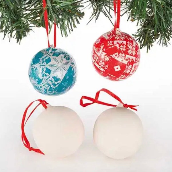 Ceramic Baubles x 4 in a pack, Christmas design your own. Paint, personalise your home decor. Crafting materials. Tree decoration, decoupage