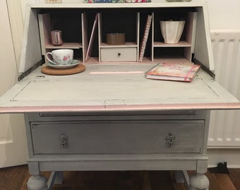 SOLD Please contact for custom orders - Shabby chic solid wood bureau writing desk for office study bedroom workspace