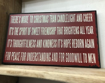 Wooden Christmas wall sign, for decoration, goodwill to men, traditional, feel good, uplifting message of friendship, peace