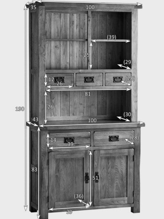 Solid Oak Wooden Welsh Dresser Top And Bottom Complete Unit Etsy