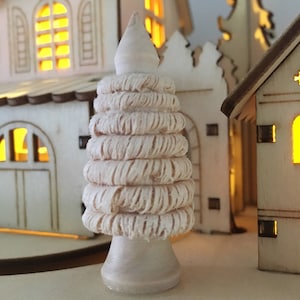 Scène de Noël en bois traditionnelle personnalisée avec train en mouvement et lumières LED, à piles, ornement, scène de village, décoration image 7