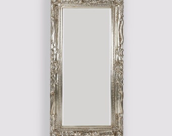 Rosetti Baroque Champagne Silver Gilt Leaf Bevelled Floor Mirror, full length, bedroom, dressing room bathroom, french style ornate