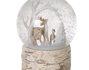 Snow globe Christmas deers, Water Globe, nursery, office, living room decoration, enchanted forest, winter wonderland