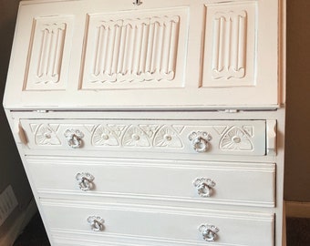 SOLD Shabby chic solid wood bureau writing desk for office study bedroom workspace - alternatives available