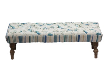 Ottoman footstool bench, fabric shabby chic design, floral, matching set available, bedroom, living room, conservatory