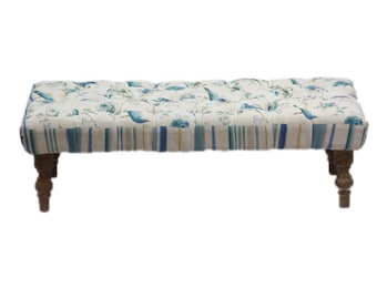 Ottoman footstool bench, fabric shabby chic design, floral, matching set available, bedroom, living room, conservatory