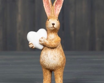 Resin standing rabbit decoration 14cm, Easter, valentines, hopping mad, ornament, animal woodland country decor