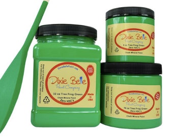 Tree Frog Green | Dixie Belle Paint | bright | Chalk Mineral Paint 4oz, Shabby Chic Furniture update makeover