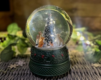 Musical light up snow globe, Woodland forest, Christmas animals, magical, waterball, home decor, snow scene, winter wonderland