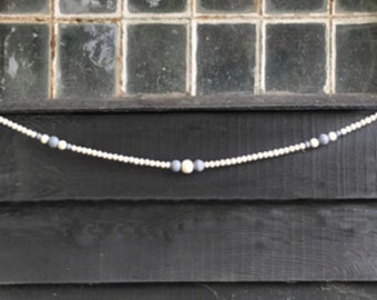 Bead swag garland-Natural & grey, bunting, wall decor, man cave, she shed, blue, grey, white hand painted, can be customised