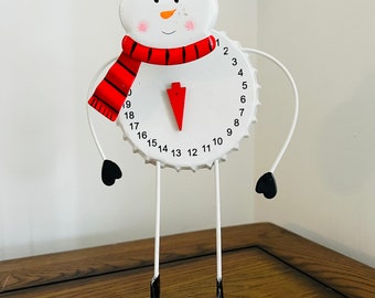 Metal Standing Snowman Advent Calendar, Christmas Countdown, Frosty the Snowman, Countdown Ornamet, Mantlepiece, Modern