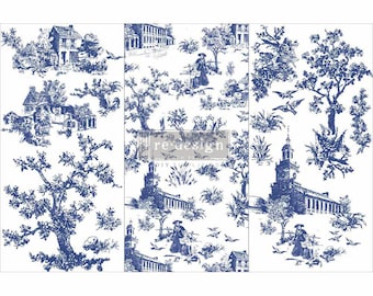 Toile Furniture Decor Transfer 24" x 35" Re-Design with Prima, Chalk Mineral Paint, floral, birds, branches