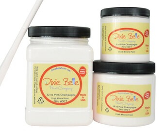 Pink Champagne | Dixie Belle Paint | Pale Pink Chalk Mineral Paint, 236ml 8oz, 473ml 16oz, 946ml 32oz, Shabby Chic Furniture update makeover