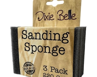 Dixie Belle 220 Grit Sanding Sponges | 3 Pack | Reusable Flexible Sanding Pads for Furniture Prep, Smooth Finishing & Paint Distressing