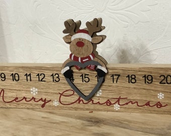 Advent countdown to Christmas, Wooden reindeer, advent calendar, Christmas decoration for fireplace/mantle, family countdown