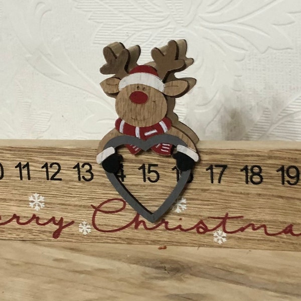 Advent countdown to Christmas, Wooden reindeer, advent calendar, Christmas decoration for fireplace/mantle, family countdown