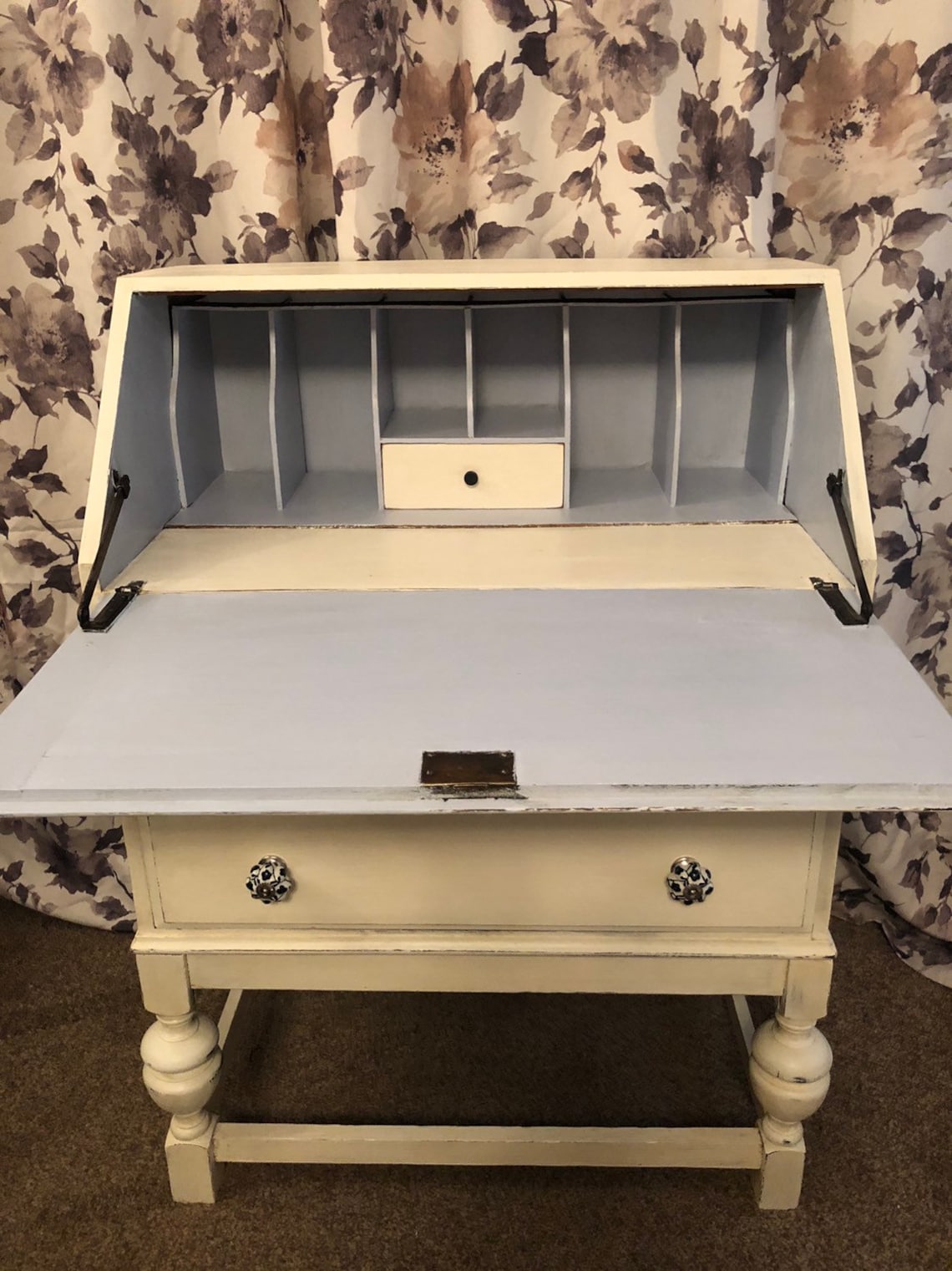 SOLD Shabby chic solid wood bureau writing desk office study Etsy