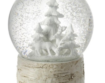 Snow Globe Christmas Deer & Tree Water Globe, nursery, office, living room decoration, enchanted forest, winter wonderland